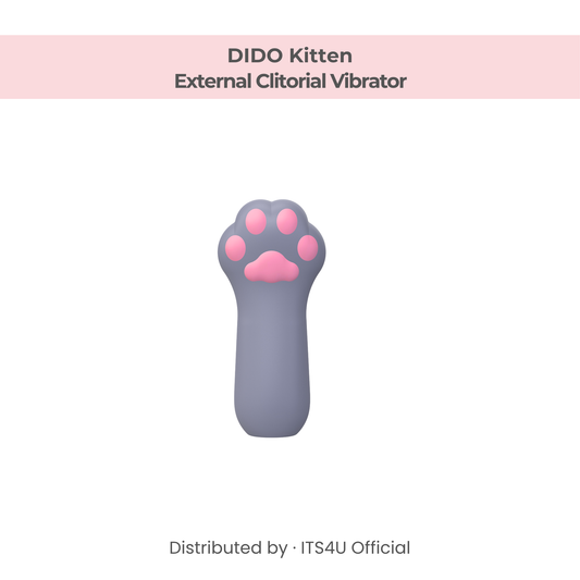 DIDO Kitten external clitoral vibrator shaped like a cat paw with a gray silicone body and pink paw pad detailing.
