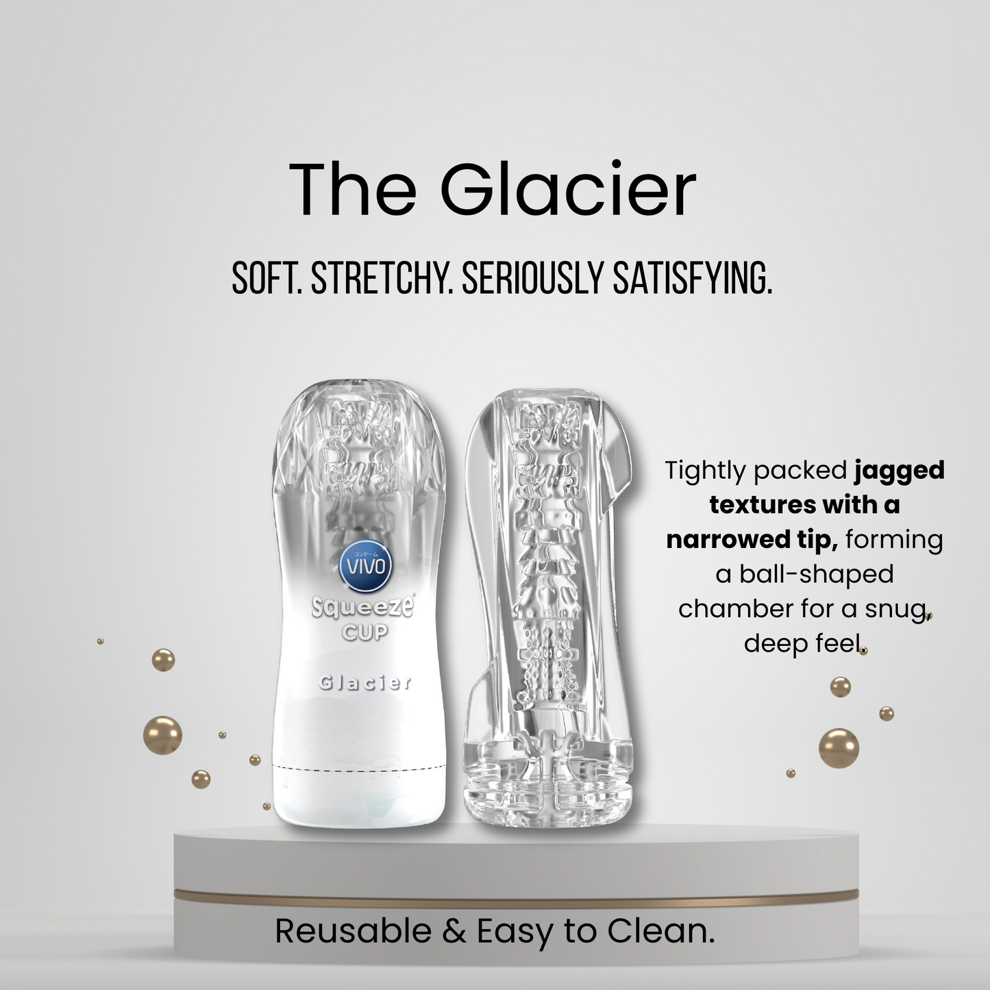 VIVO Glacier Masturbator – Reusable Male Pleasure Device with Bell-Shaped Chamber