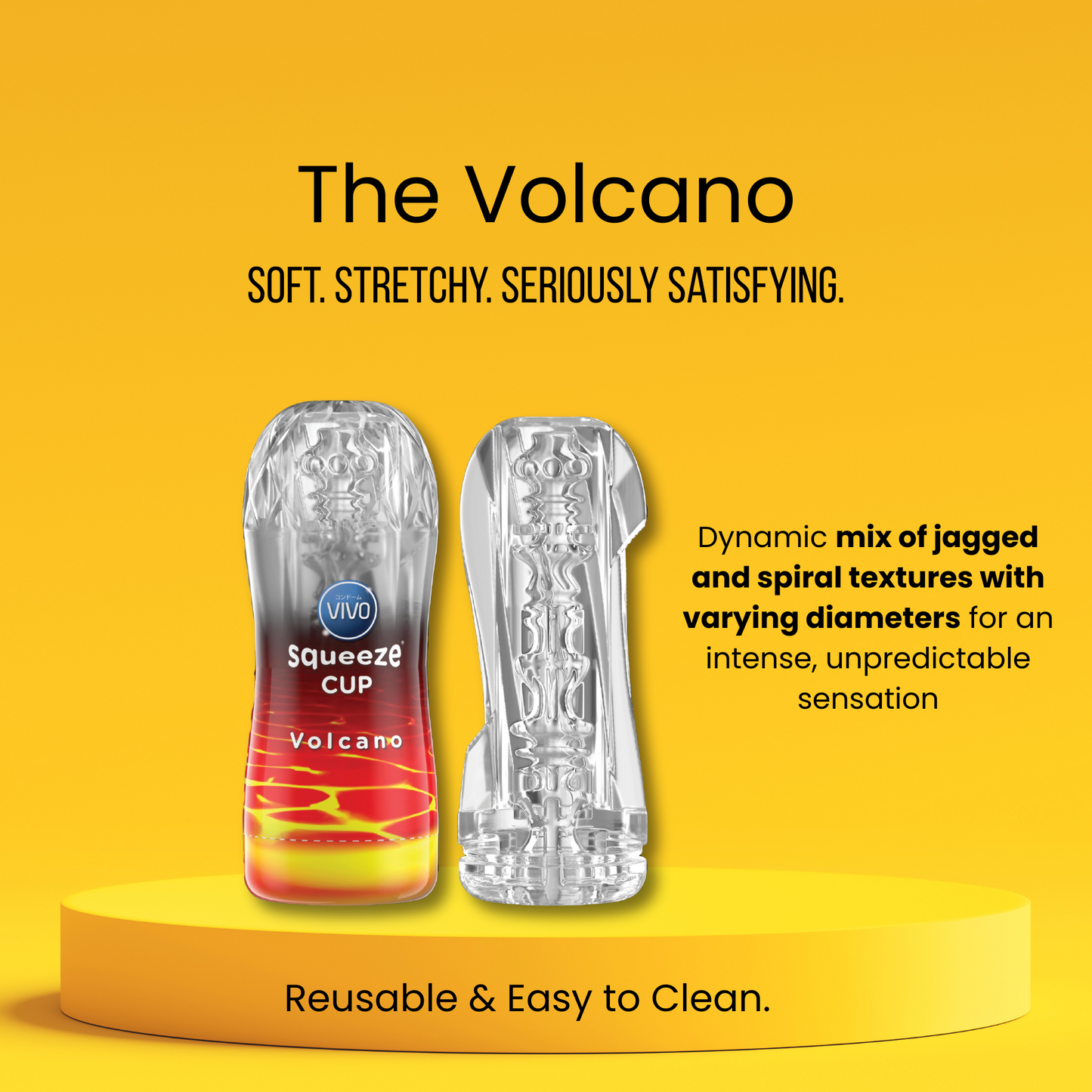 VIVO Volcano Masturbator – Reusable Male Pleasure Device with Jagged & Spiral Textures