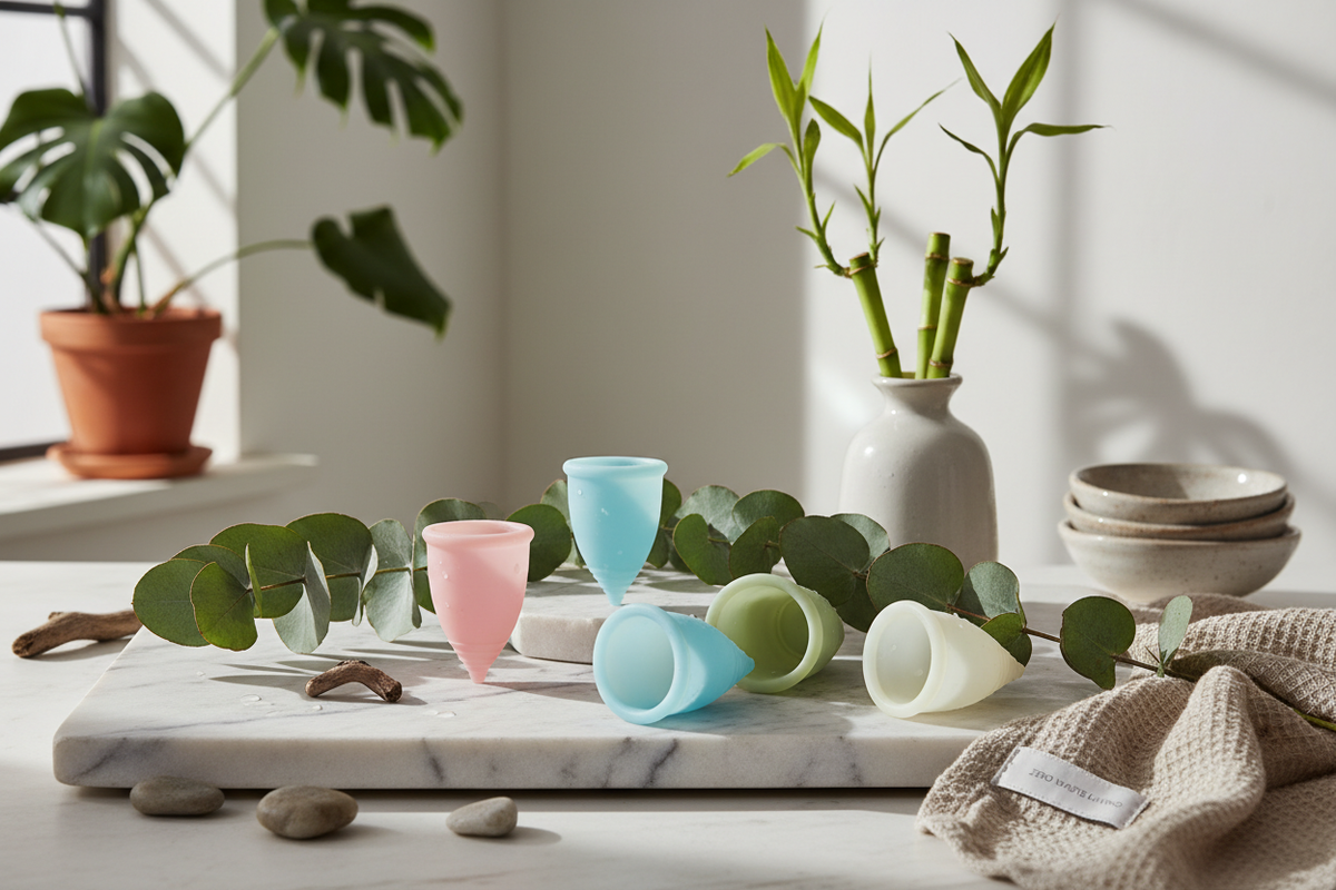 Sustainable menstrual cups with eco-friendly elements